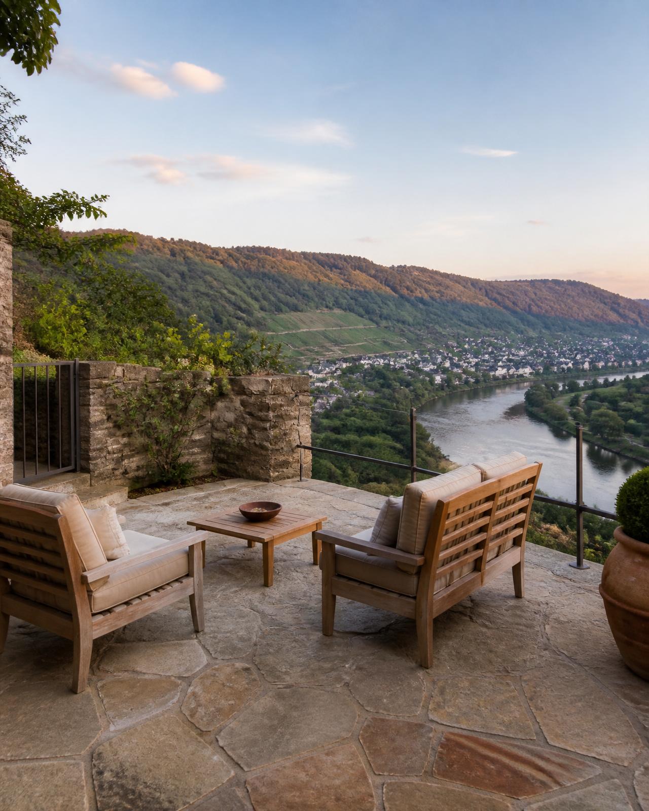 Hangterrasse mit Mosel-Blick – Gartenprojekt Gehlen in Bernkastel-Kues