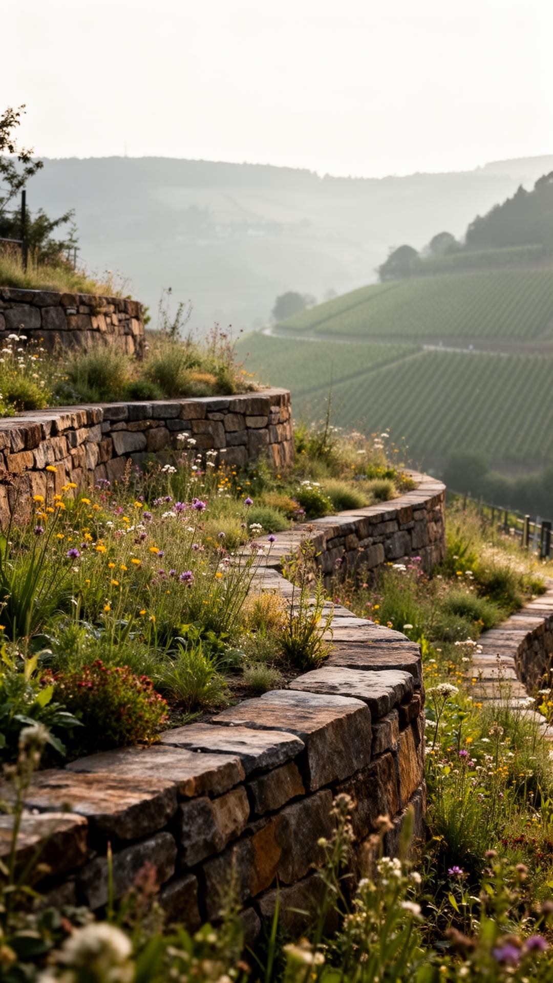 Trockenmauer in Hanglage